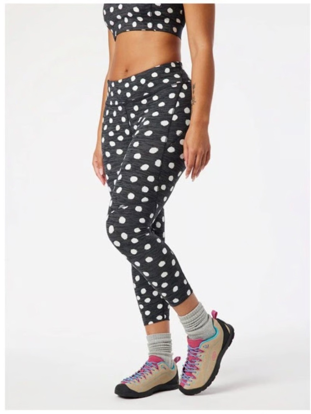 Outdoor Voices TechSweat 3/4 Lightweight Leggings Black Polka Dot